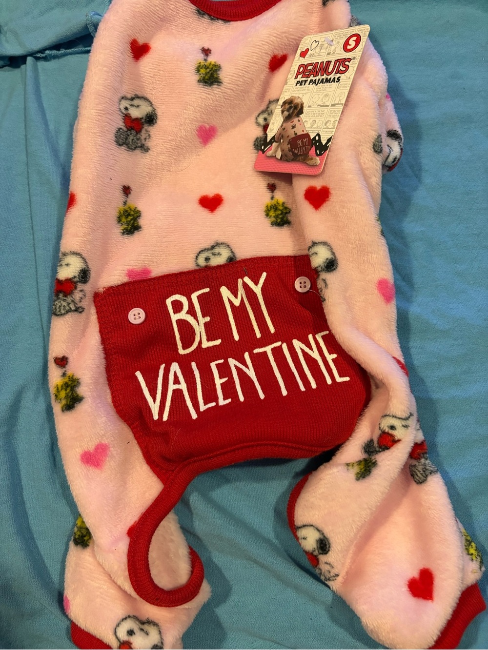 Peanuts Pink & Red Valentine Pet Pajama with Snoopy